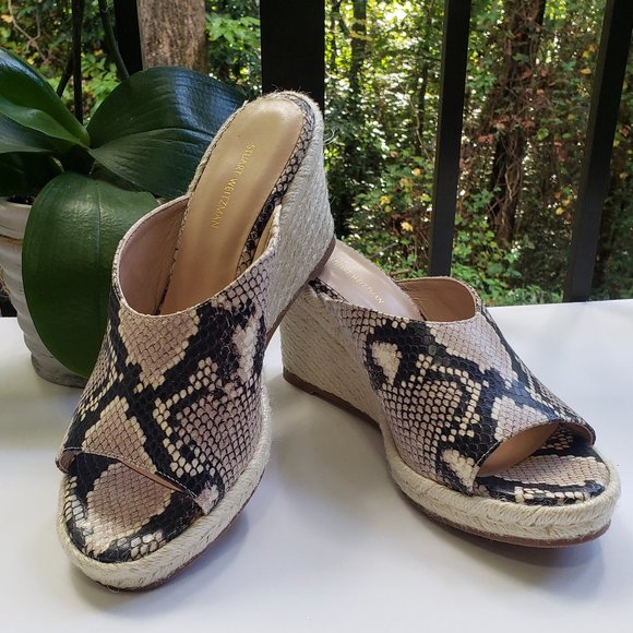 STUART WEITZMAN Wonda Espadrille Wedge Mule in Python Print Leather Size 9.5 - Picture 14 of 14